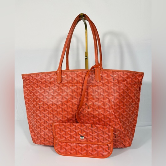 Goyard St Louis PM Orange Shoulder Tote Bag & Pouch Goyardine Saint Louis Purse - Picture 1 of 15